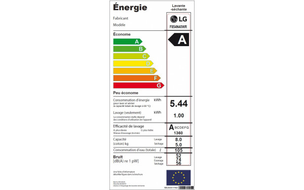 LG F854N40WR - &Eacute;tiquette &eacute;nergie