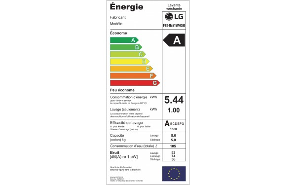 LG F854N51WHSB - &Eacute;tiquette &eacute;nergie