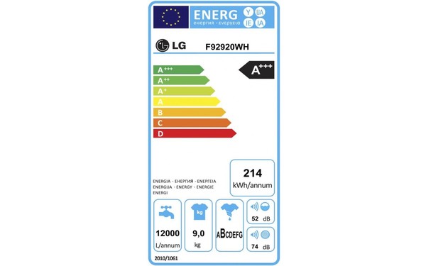 LG F92920WH - &Eacute;tiquette &eacute;nergie