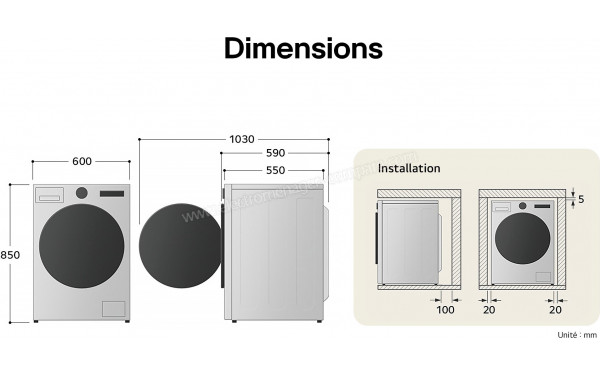 LG F94B15MBS - Dimensions