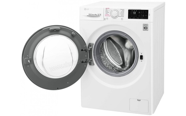 LG F94J53WHS - Vue 3/4 droite hublot ouvert