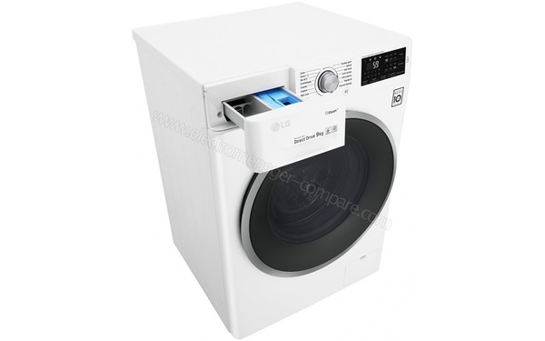 LG F94J61WH - Vue 3/4 gauche avec bac &agrave; produits