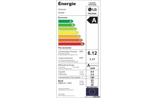 LG F954J62IXS - &Eacute;tiquette &eacute;nergie