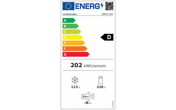 LG GBBSJ11DPY - &Eacute;tiquette &eacute;nergie v2