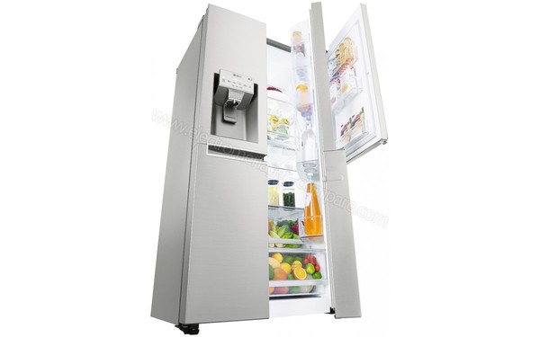 LG GSJ961NEBZ - Vue 3/4 gauche porte r&eacute;frig&eacute;rateur ouverte