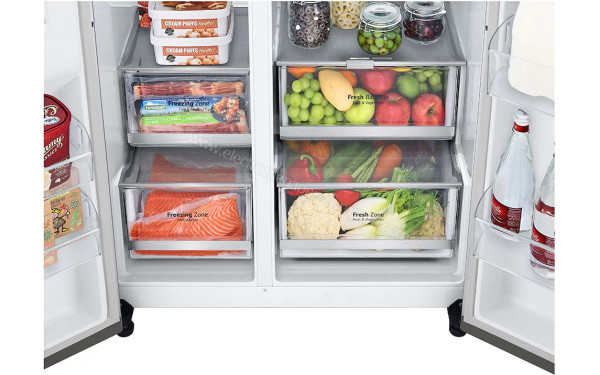 LG GSJV90BSAF - Bac fra&icirc;cheur et tiroirs cong&eacute;lateur