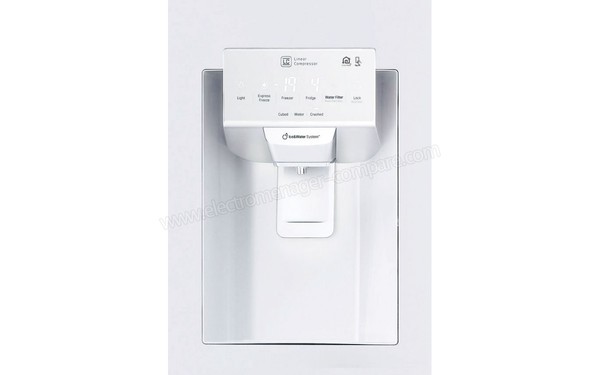 LG GSL6611WH - Distributeur en fa&ccedil;ade (cr&eacute;dit : Boulanger)