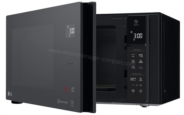 LG MH7295DDS - Vue 3/4 droite, porte ouverte