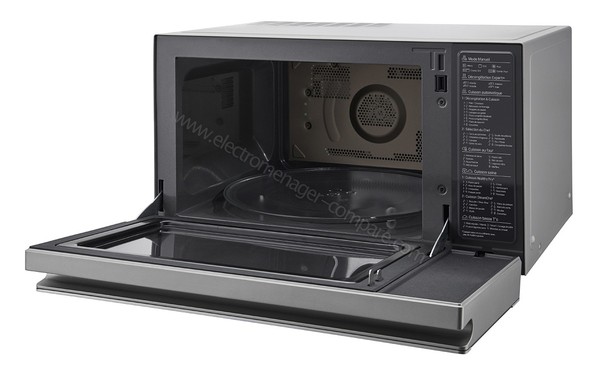 LG MJ3965ACS - Vue 3/4 droite, porte ouverte