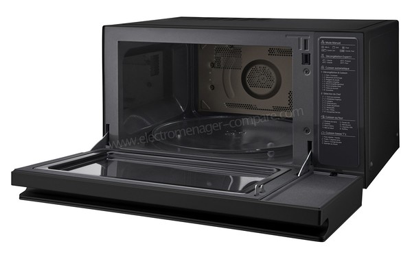 LG MJ3965BIB - Vue 3/4 gauche, porte ouverte