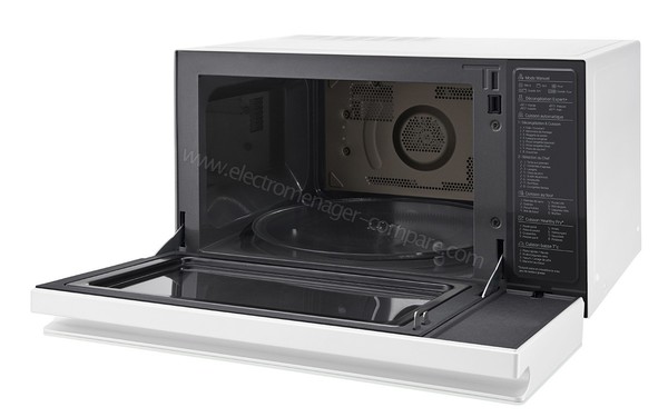 LG MJ3965BPH - Vue 3/4 droite, porte ouverte