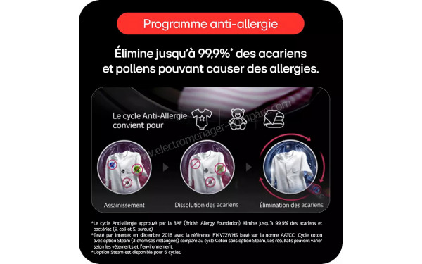 LG RH0X76WH - Programme anti-allergie