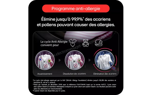 LG RH9X76WH - Programme anti-allergie