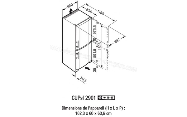 LIEBHERR CUPsl 2901-1 - Schema d'encastrement