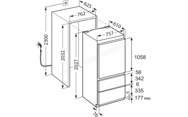 LIEBHERR ECBN5066-23 - Dimensions (cr&eacute;dit : Darty)
