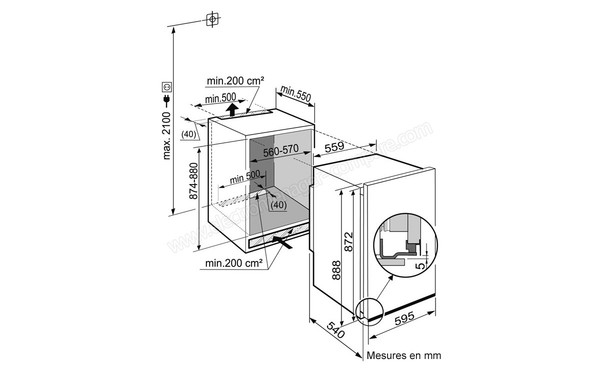 LIEBHERR EK 1610 - Schema d'encastrement
