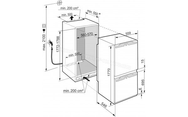 LIEBHERR ICBNdi5183-20 - Dimensions (cr&eacute;dit : Darty)