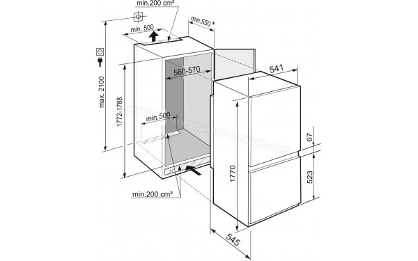 LIEBHERR ICBSd5122-20 - Dimensions (cr&eacute;dit : Boulanger)