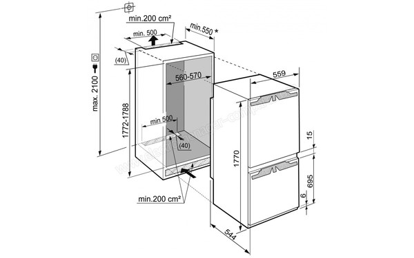 LIEBHERR ICN 3366-21 - Sch&eacute;ma d'encastrement