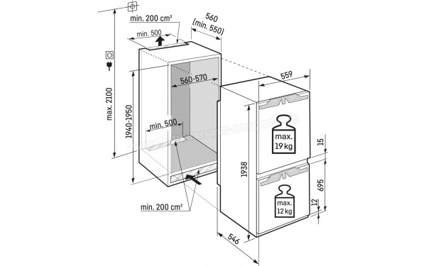 LIEBHERR ICNd 5603-20 - Dimensions