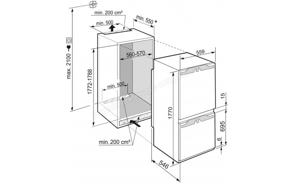 LIEBHERR ICNe5133-20 - Dimensions (cr&eacute;dit : Darty)