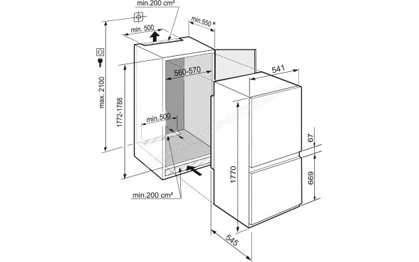 LIEBHERR ICNsf5103-20 - Dimensions (cr&eacute;dit : Darty)