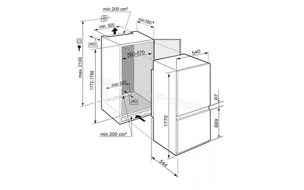 LIEBHERR ICS 3334 - Vue de schema d'encastrement