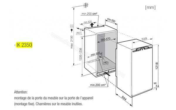 LIEBHERR IK 2350 - Schema d'encastrement