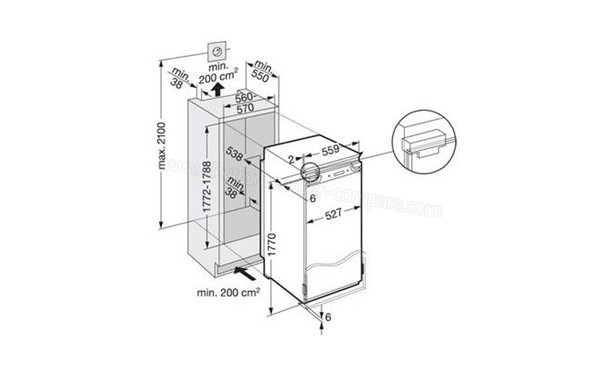LIEBHERR IK 3414-21 - Sch&eacute;ma d'encastrement (cr&eacute;dit : Darty)