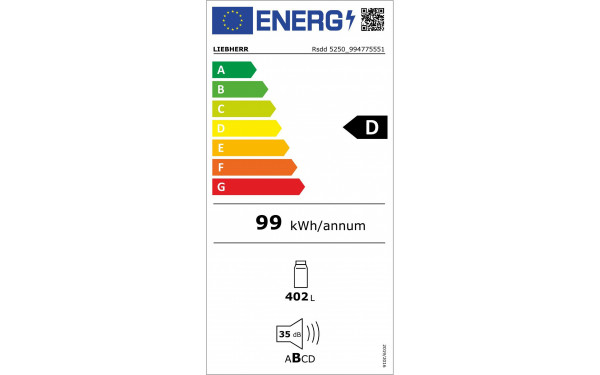 LIEBHERR RSDD 5250-20 Prime - &Eacute;tiquette &eacute;nergie v2