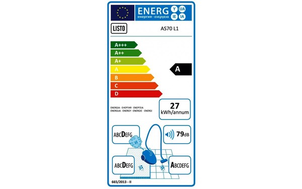 LISTO AS70 L1 - &Eacute;tiquette &eacute;nergie