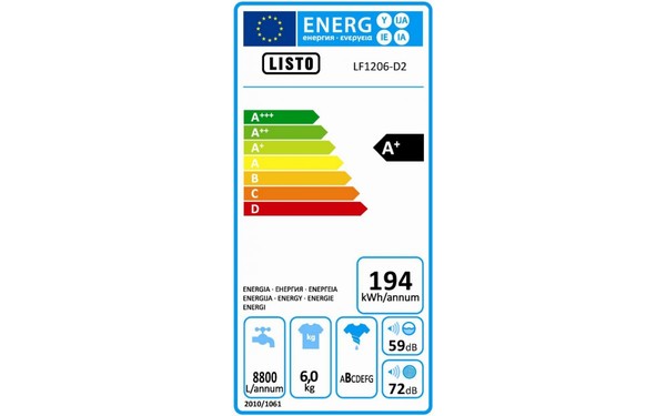 LISTO LF 1206D2 - &Eacute;tiquette &eacute;nergie