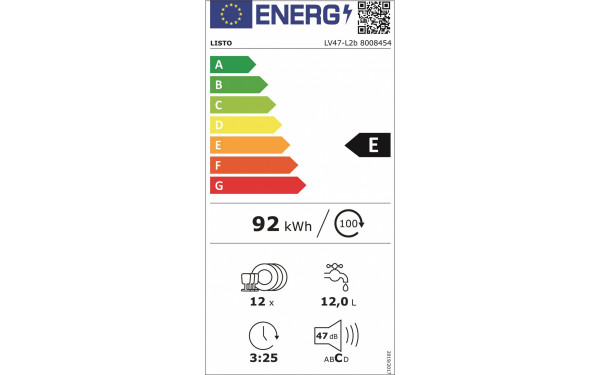 LISTO LV47-L2b - &Eacute;tiquette &eacute;nergie v2