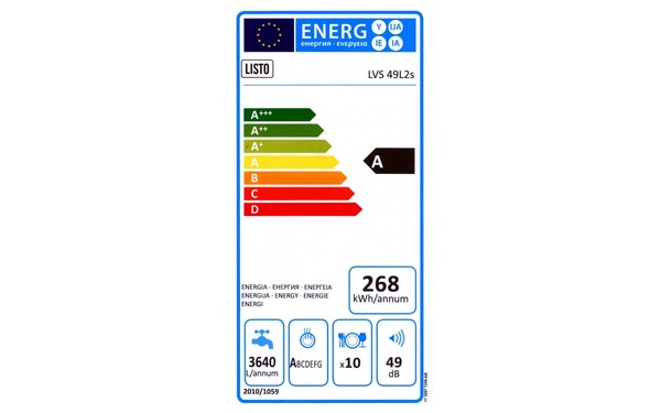 LISTO LVS49 L2s - &Eacute;tiquette &eacute;nergie