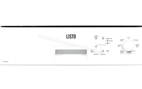 LISTO LVS49 L3 Blanc - Panneau de commandes