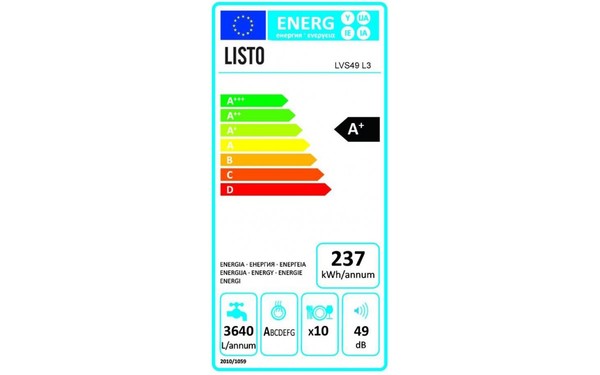 LISTO LVS49 L3 Blanc - &Eacute;tiquette &eacute;nergie