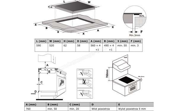 MIDEA MIH 654A - Dimensions