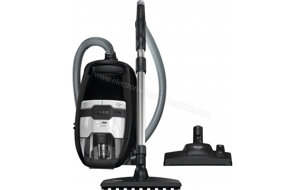 MIELE Blizzard CX1 Noir Comfort Powerline SKMF5 - Vue du dessus avec accessoires
