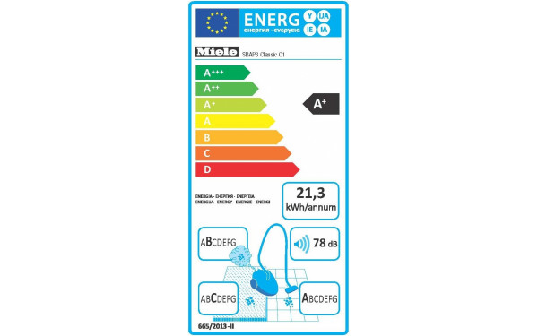 MIELE Classic C1 Gris Graphite Parquet Ecoline - &Eacute;tiquette &eacute;nergie