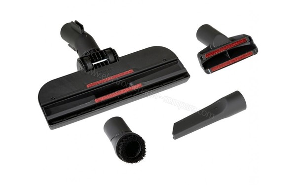 MIELE Compact C1 Rouge Mangue EcoLine - Brosse et accessoires vue d'ensemble (cr&eacute;dit : Boulanger)