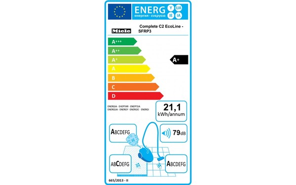 MIELE Complete C2 Bleu EcoLine SFRP3 - &Eacute;tiquette &eacute;nergie