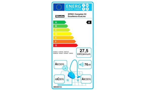 MIELE Complete C2 Blanc Excellence EcoLine SFRG1 - &Eacute;tiquette &eacute;nergie