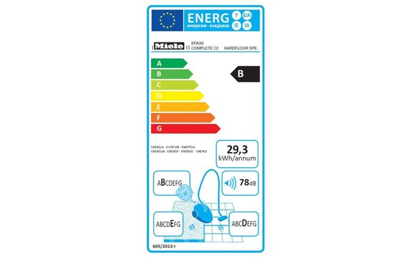 MIELE Complete C2 Bleu Hardfloor Special EcoLine+ SFAG0 - &Eacute;tiquette &eacute;nergie