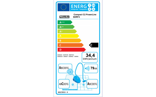 MIELE Compact C2 Bleu Marine PowerLine v2 - &Eacute;tiquette &eacute;nergie