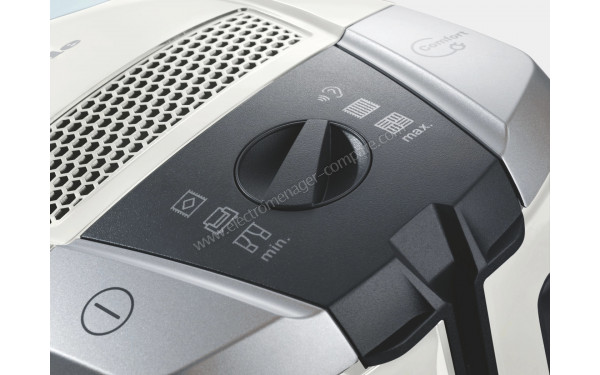 MIELE Compact C2 Blanc Lotus Silence Harfloor - Vue du variateur (cr&eacute;dit : Boulanger)
