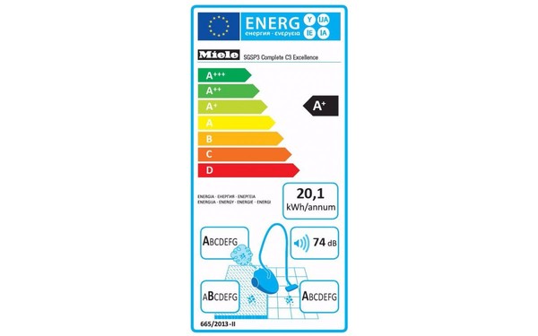 MIELE Complete C3 Excellence EcoLine rouge - &Eacute;tiquette &eacute;nergie