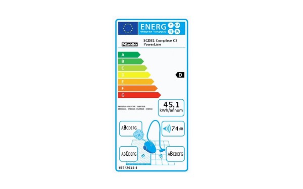 MIELE Complete C3 Rouge PowerLine - &Eacute;tiquette &eacute;nergie