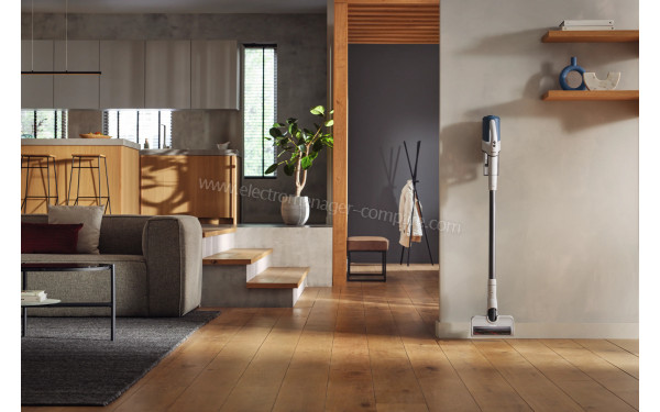 MIELE Duoflex HX1 Bleu Nordique SQLL0 - Vue sur la station murale de chargement