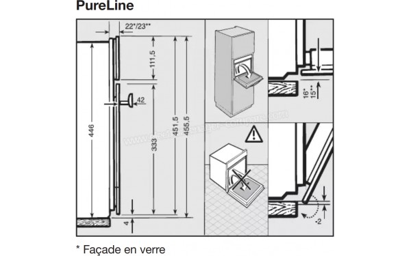 MIELE DG 6600 BB - Sch&eacute;ma technique cotes de la fa&ccedil;ade