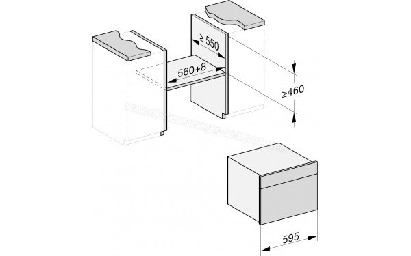 MIELE DG 7240 GR - Sch&eacute;ma technique encastrement dans un meuble bas
